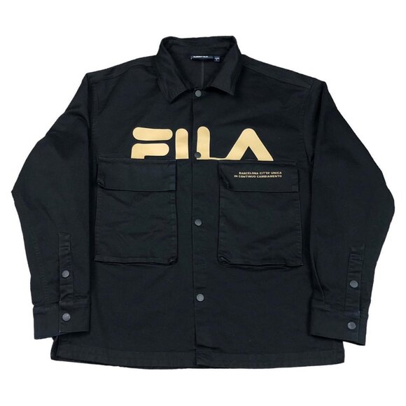 FILA‎ Barcelona Spell Out Logo Snap Up Jacket Adult Size Large - Picture 1 of 7